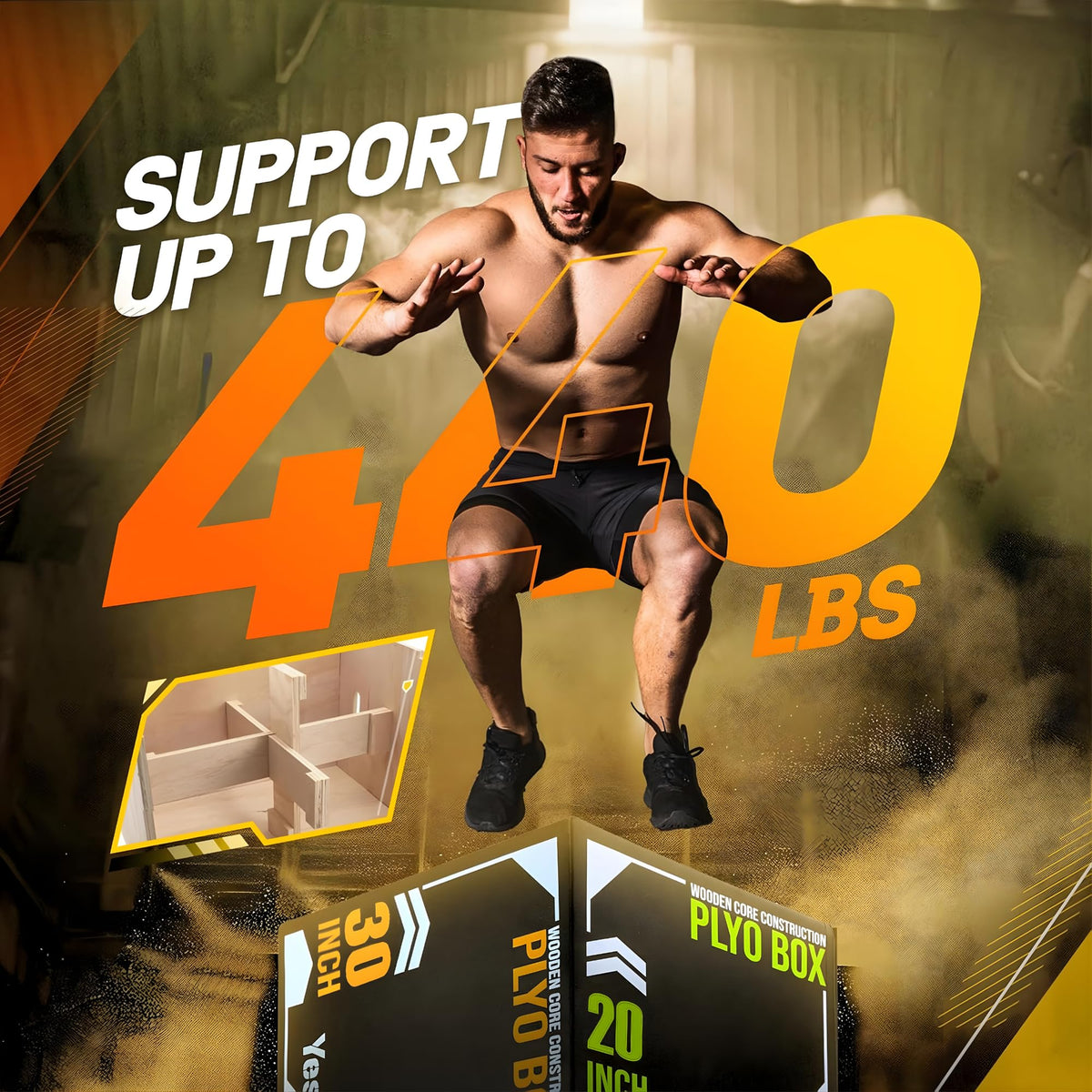 3-in-1 Soft-Padded Plyo Box with Wooden Core U4144