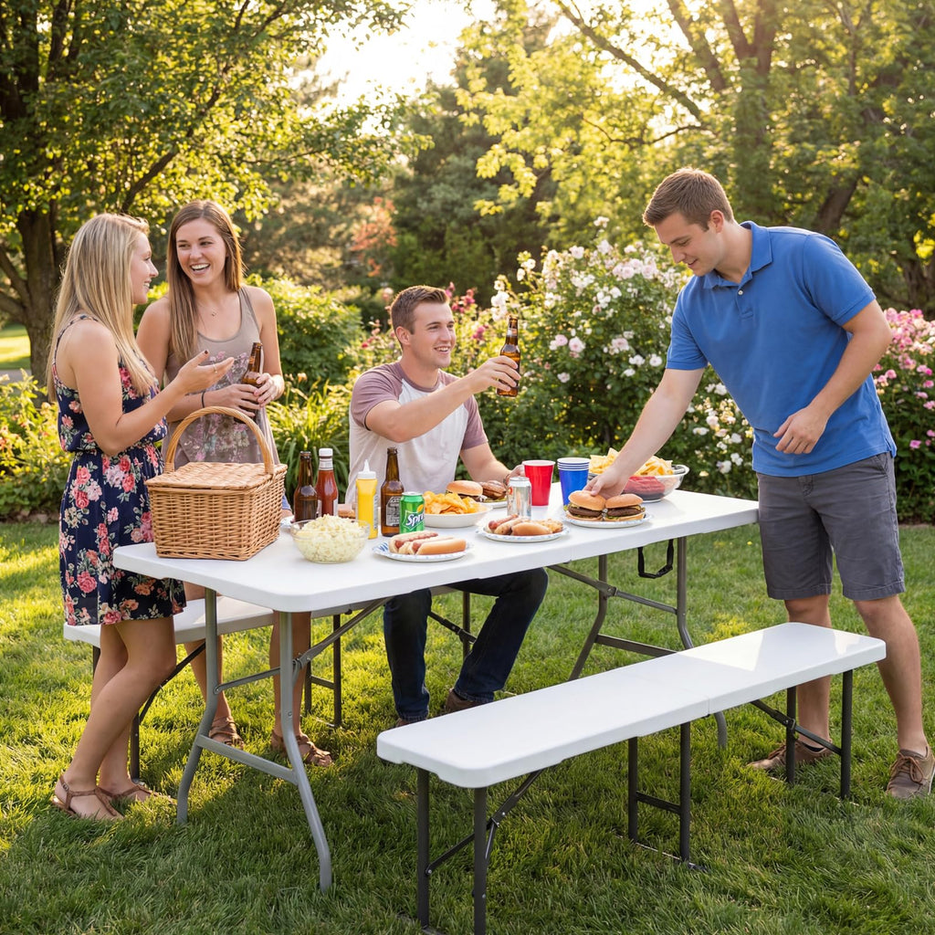 6ft White Folding Table L286082