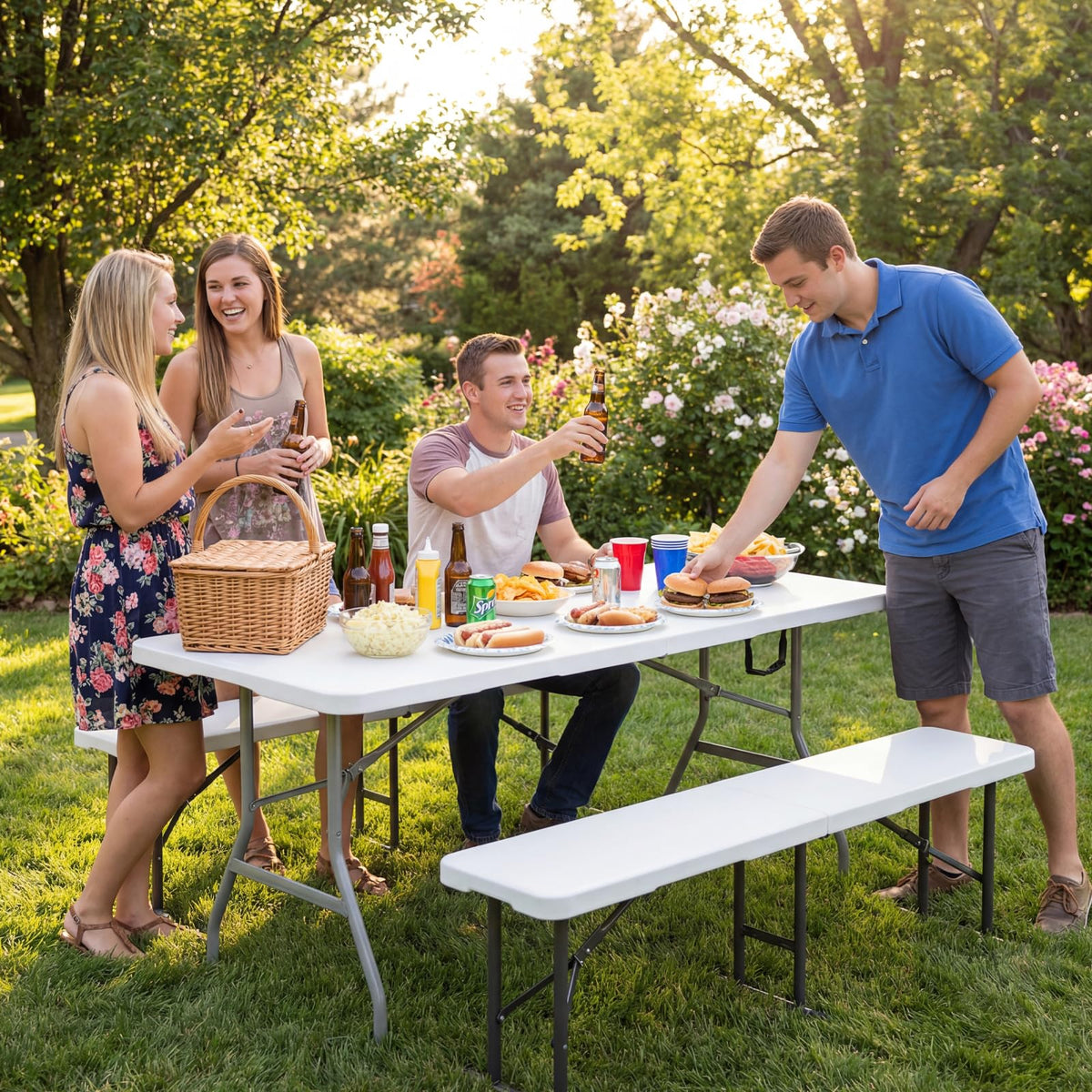 6ft White Folding Table L286082