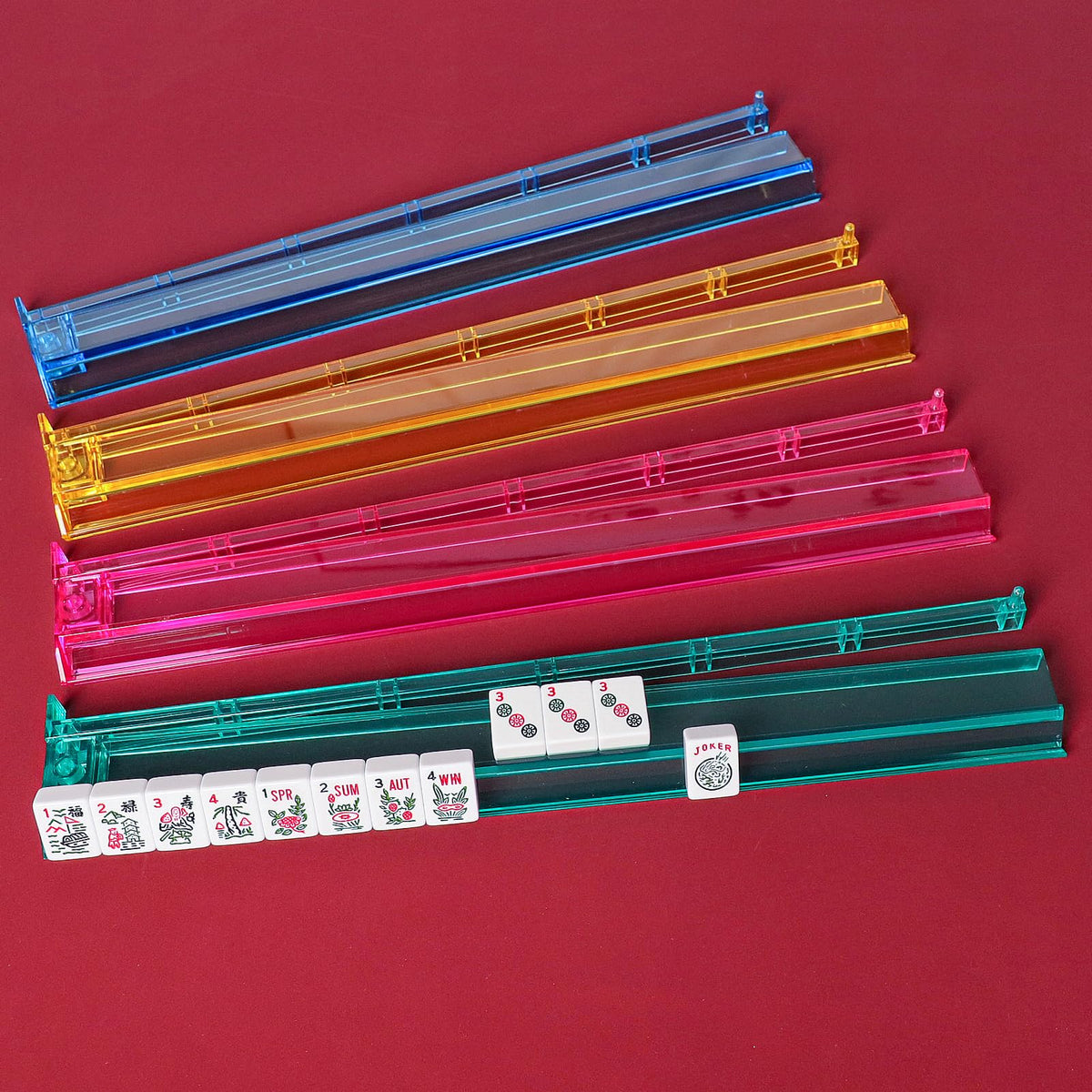 166 White Tiles Mahjong Set with Blue Carrying Bag C60256