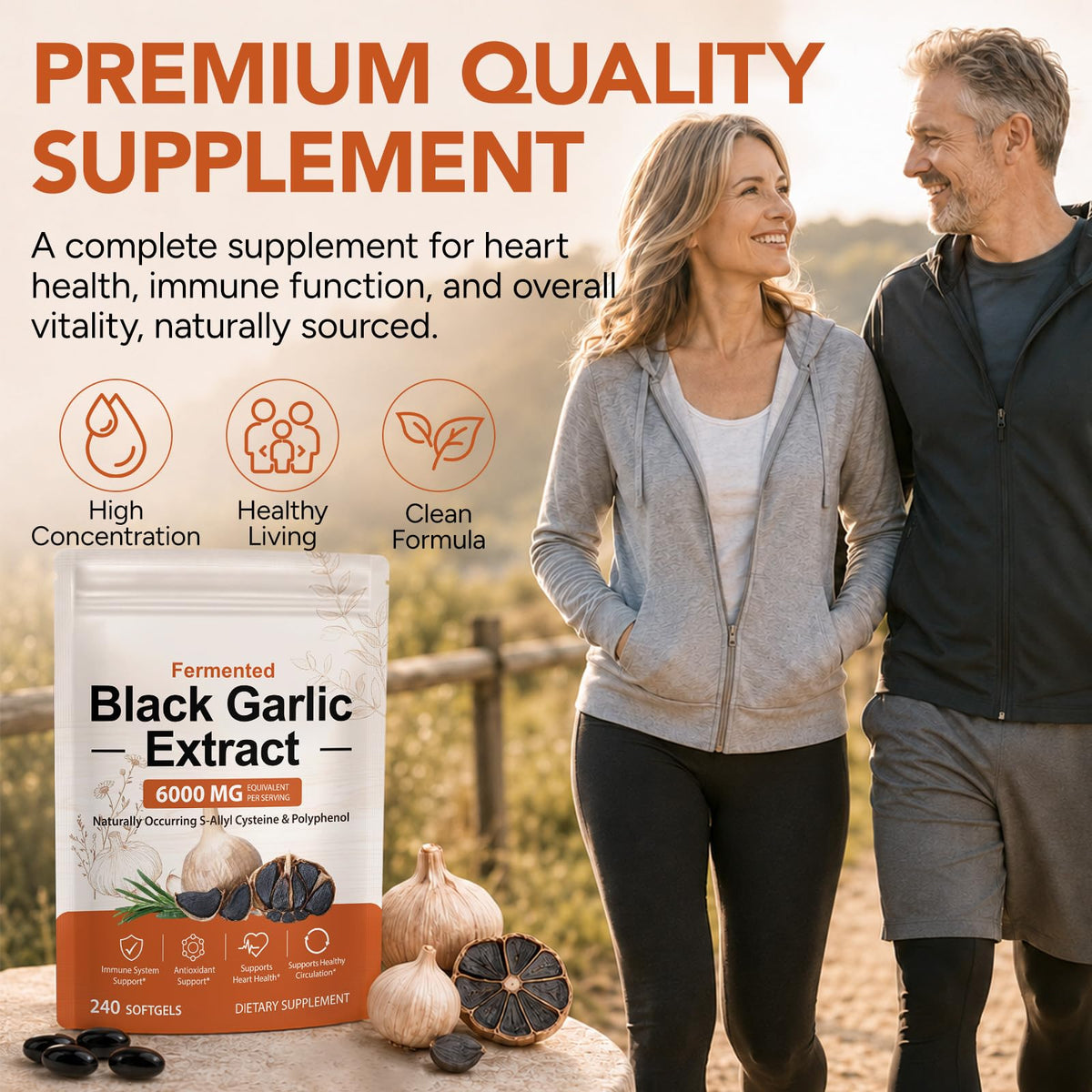 Black Garlic Capsules 6000mg 240 Softgels Y631575