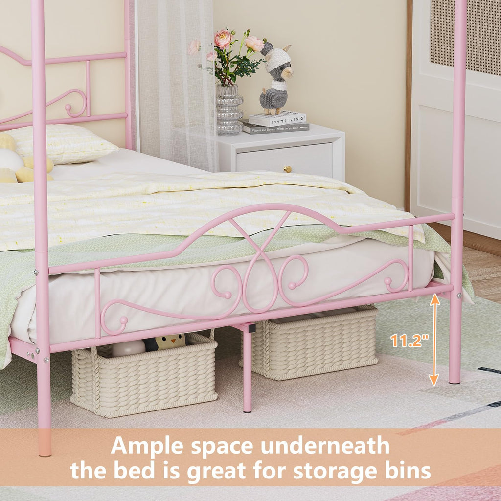 Full Size Canopy Bed Frame with 4 Posters R81851