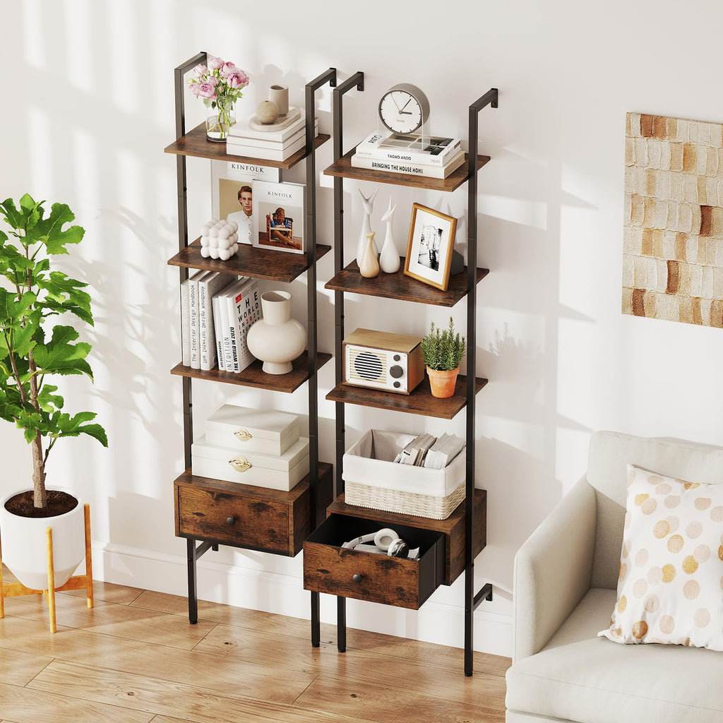 5-Tier Ladder Bookcase with Drawer G582