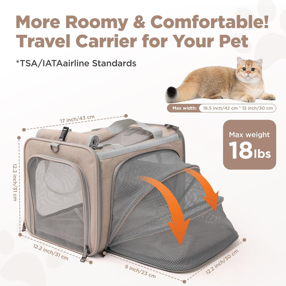 Airline Approved Soft Expandable Pet Carrier L9698