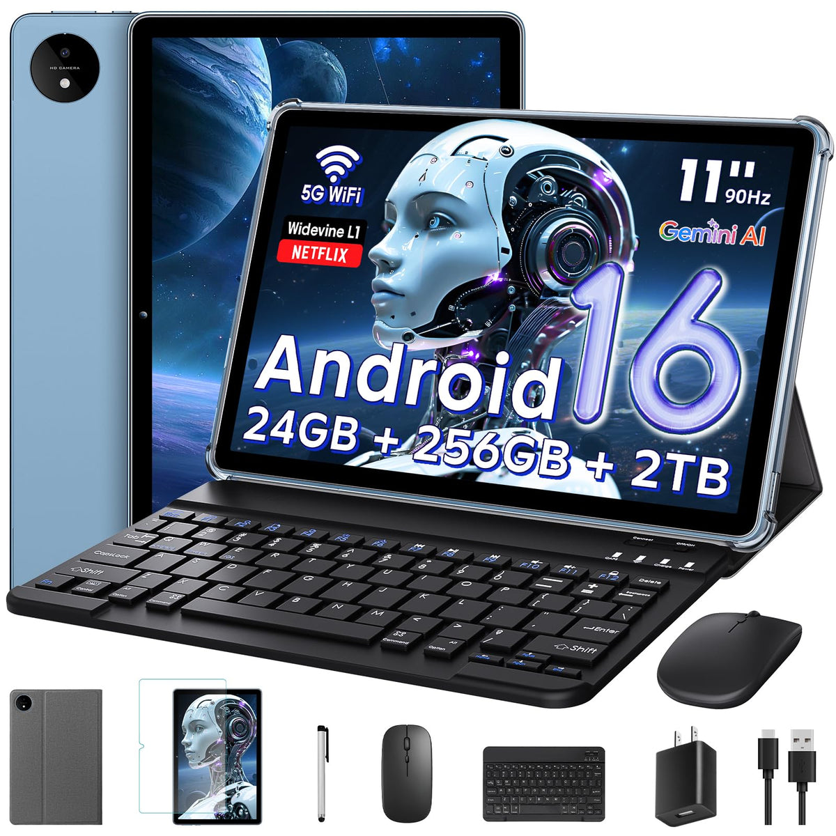 11 Inch Android 16 Tablet with Keyboard B62640