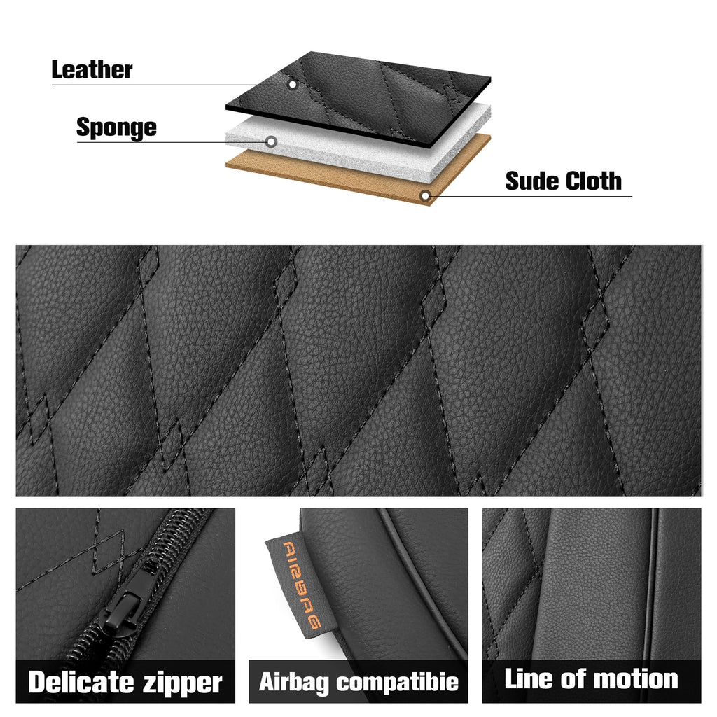 Faux Leather Car Seat Covers Full Set 5-Seat Black Z8732