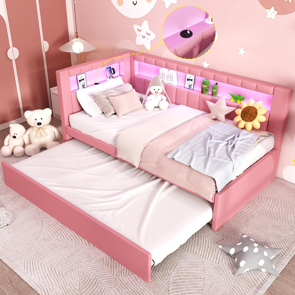 Twin Size L-Shaped Daybed with Trundle P706