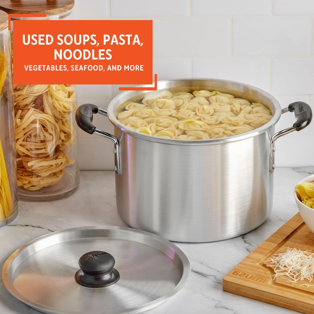 Silver 8 Quart Aluminum Stock Pot with Lid O589753