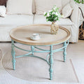 Round Solid Wood Coffee Table with Iron Legs I268302