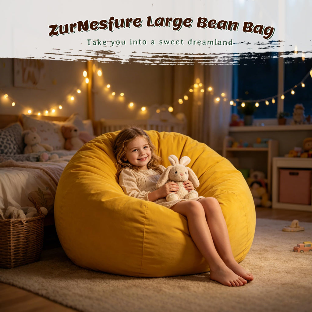 Yellow Memory Foam Bean Bag Chairs L65649