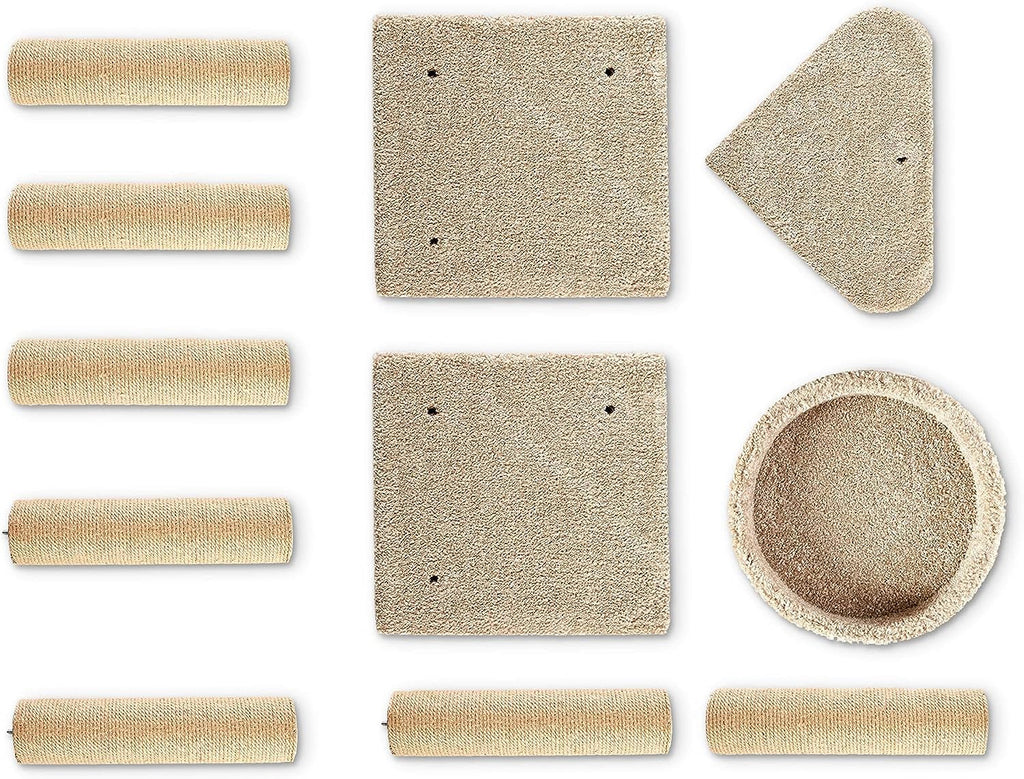 Beige Multi-Level Cat Tree Tower with Scratching Posts T9842