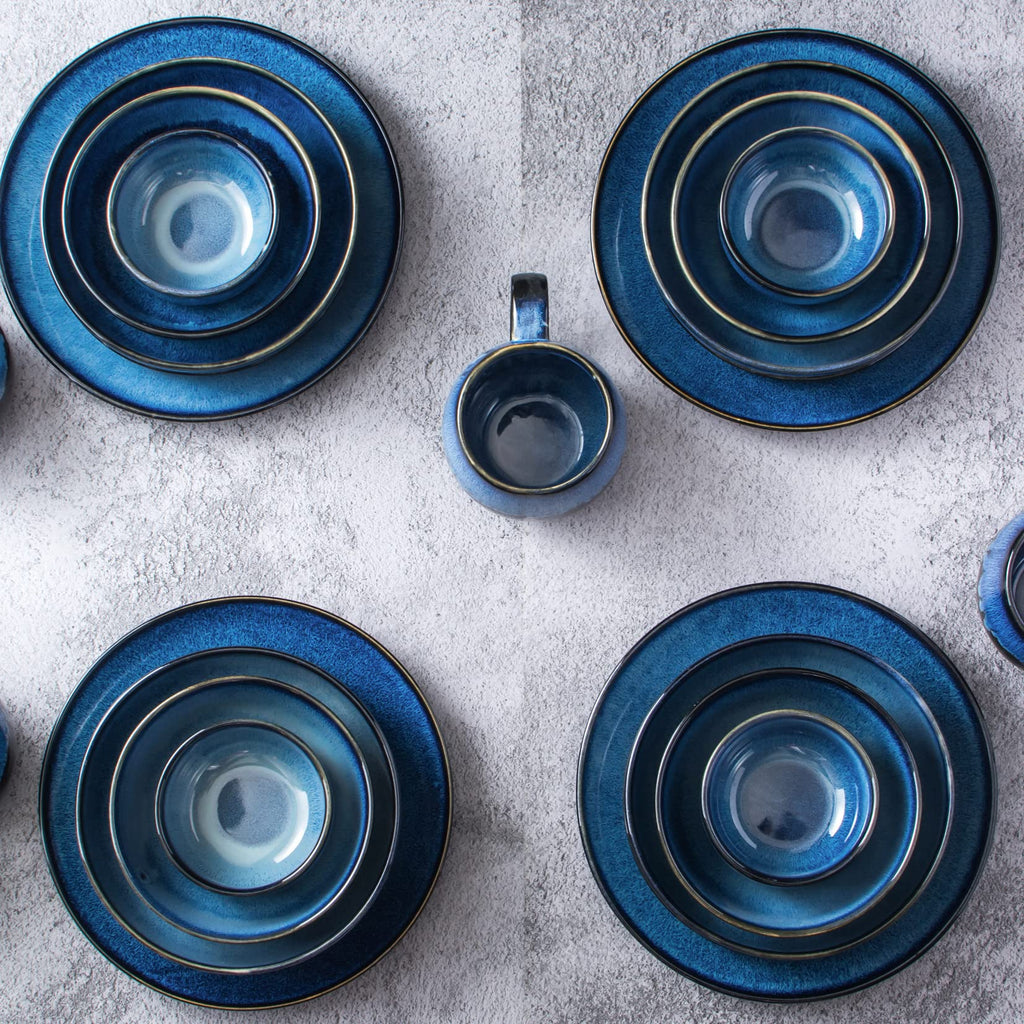 Ceramic Pasta Bowls Set of 4, 26 oz Blue U821