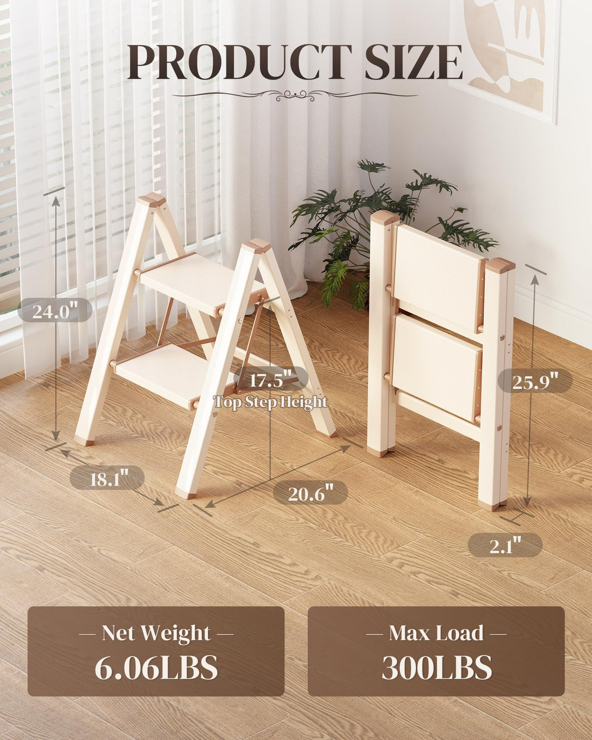 Foldable Aluminum 2 Step Ladder I806224
