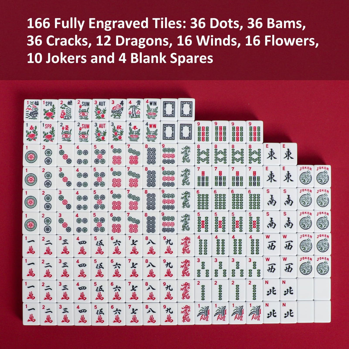 166 White Tiles Mahjong Set with Blue Carrying Bag C60256