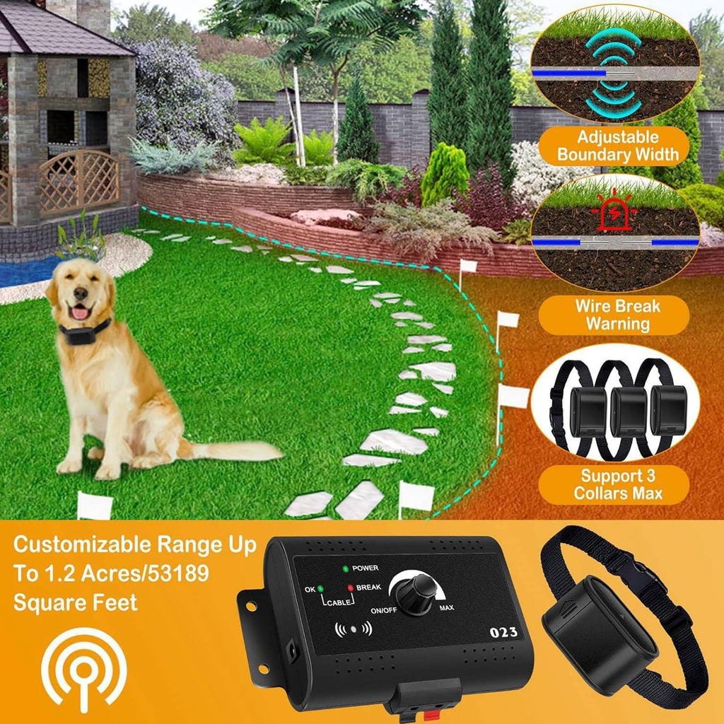 Electronic Dog Fence, In-ground/Aboveground Pet Containment System, Waterproof Training Collar P104