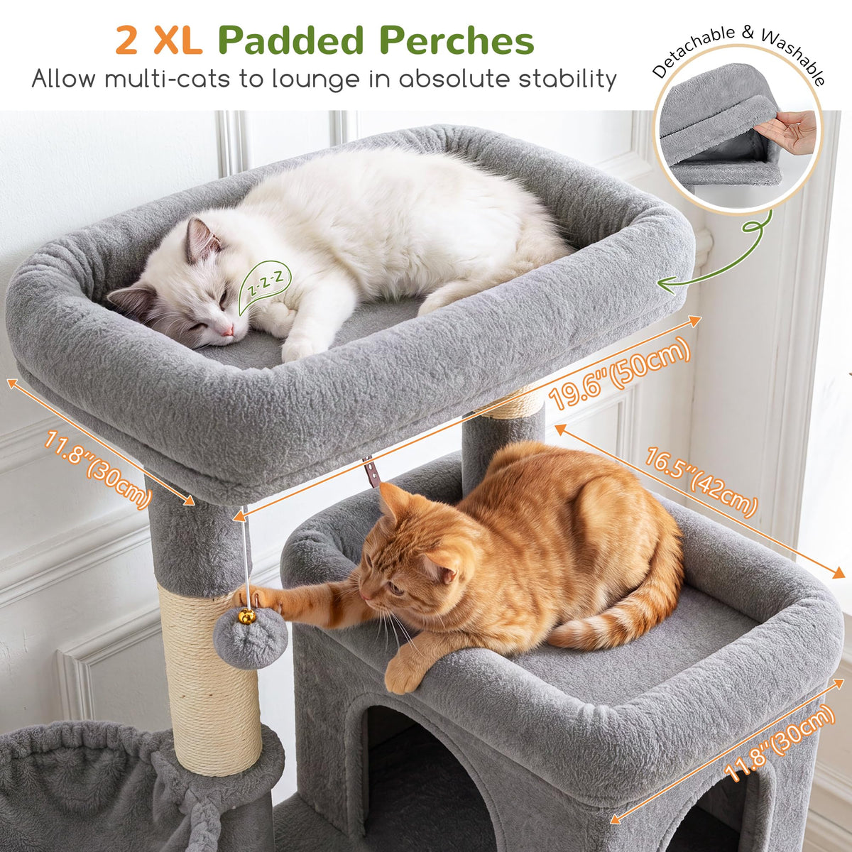 70 inch Light Grey Cat Tree Condos S76697