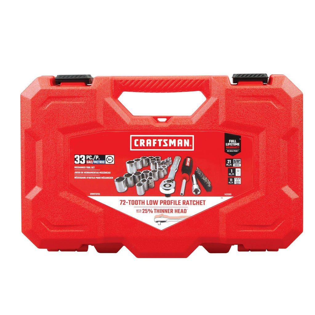 33 Piece 3/8 Inch Drive SAE/Metric Mechanics Tool Set M9983