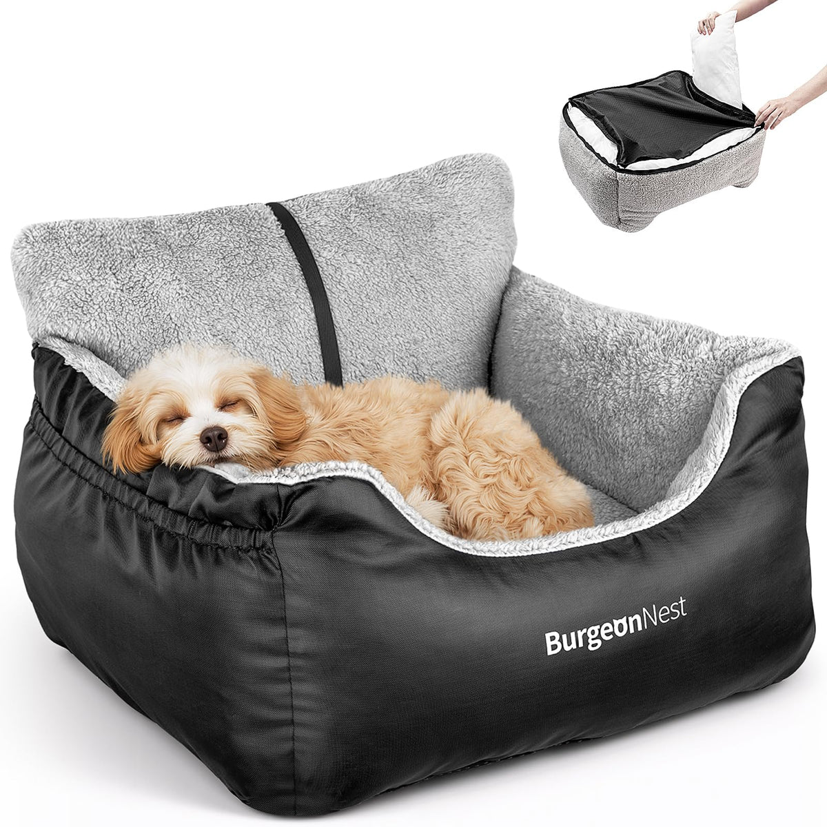 Dog Car Seat for Small Dogs & Cats Under 25 lbs, Black R536