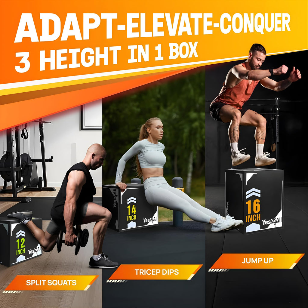 3-in-1 Soft-Padded Plyo Box with Wooden Core U4144