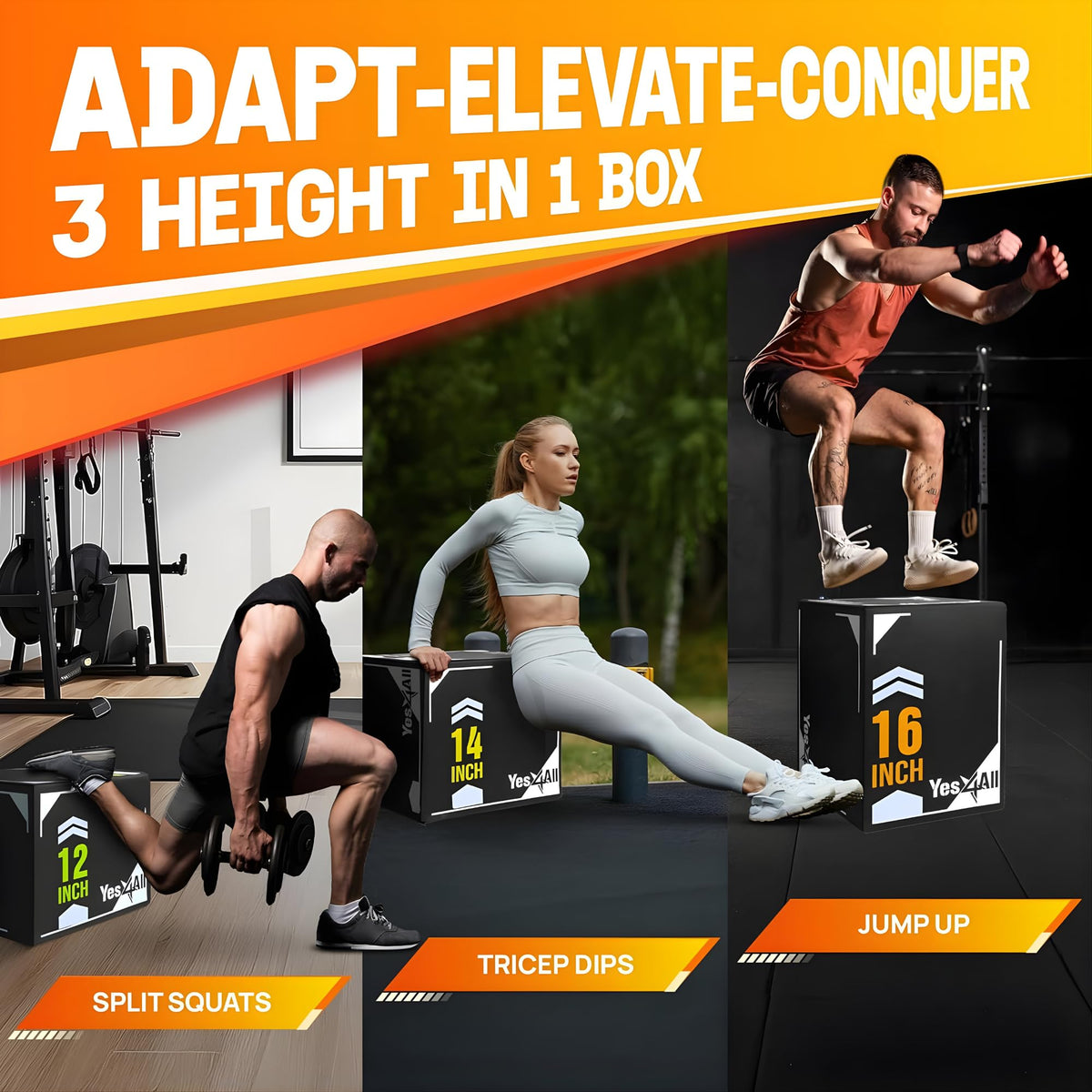 3-in-1 Soft-Padded Plyo Box with Wooden Core U4144