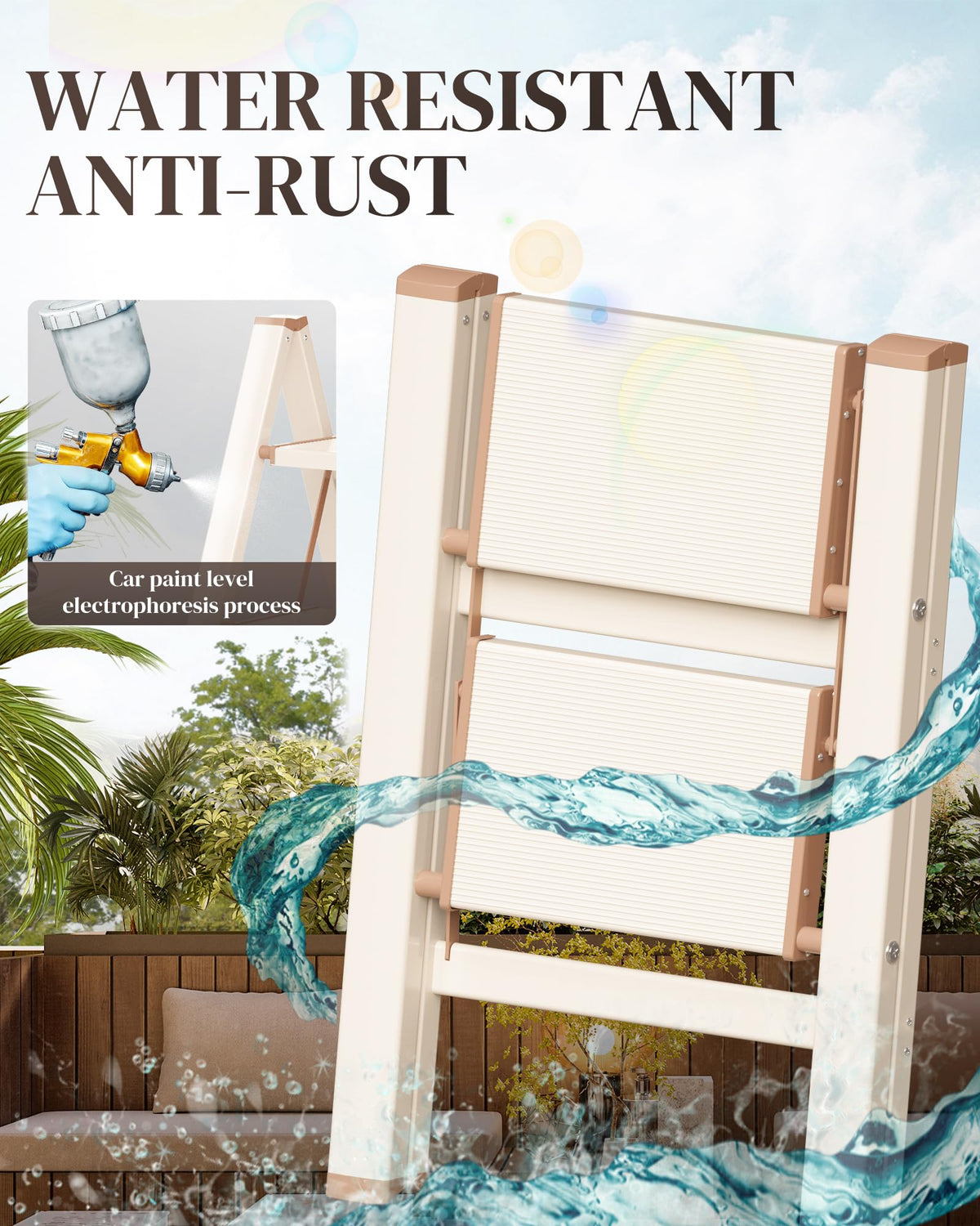 Foldable Aluminum 2 Step Ladder I806224