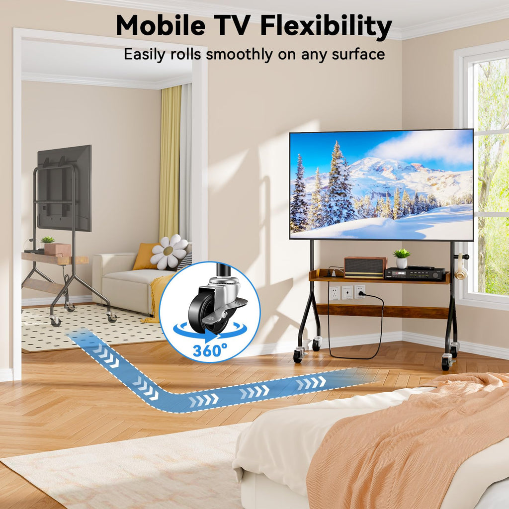 Rolling TV Stand with Power Outlet for 32-75 Inch TV A345950