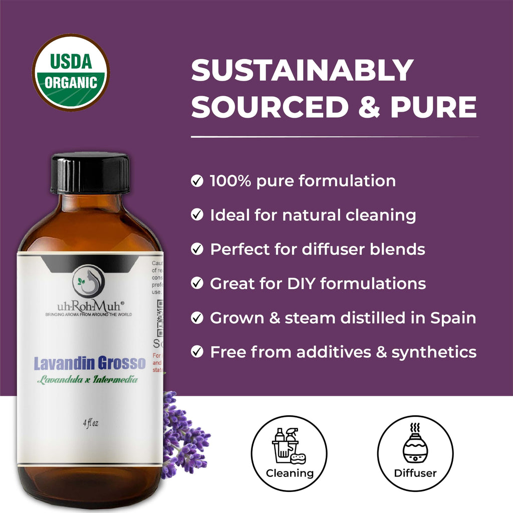 Organic Lavandin Grosso Essential Oil 4 Fl Oz C319