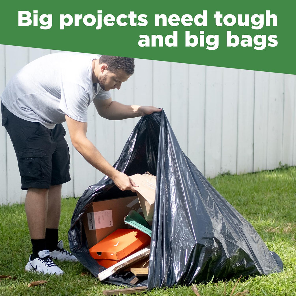 95 Gallon Heavy Duty Contractor Trash Bags, 50 Ct, Black, 1.2 Mil W10720