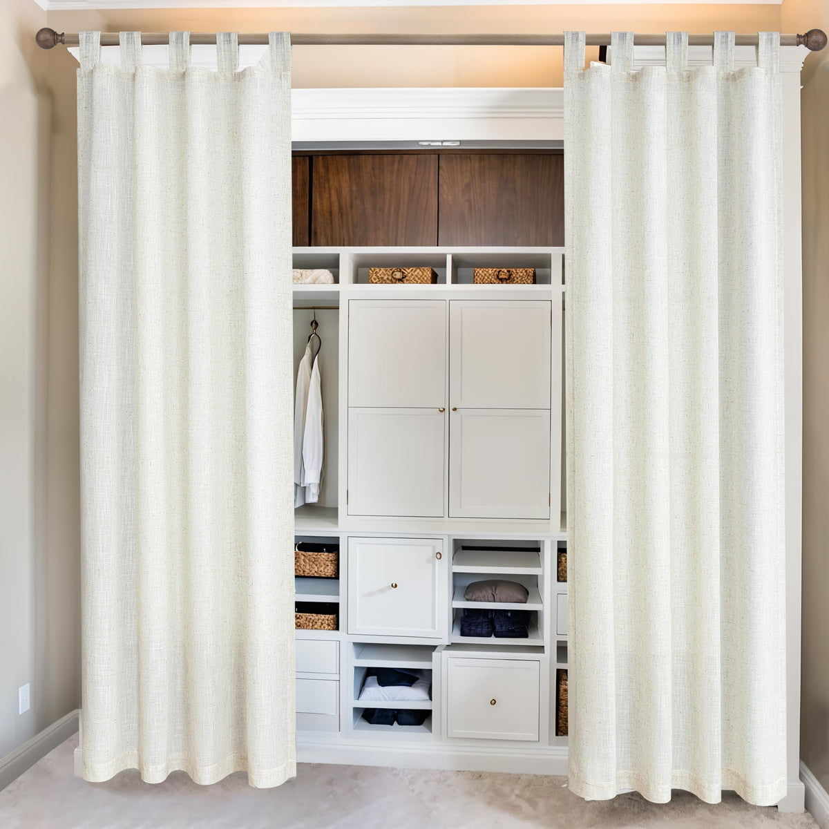 78 Inch Sheer Linen Curtains, 52" W x 78" L 2 Panels Set, Cream D7613