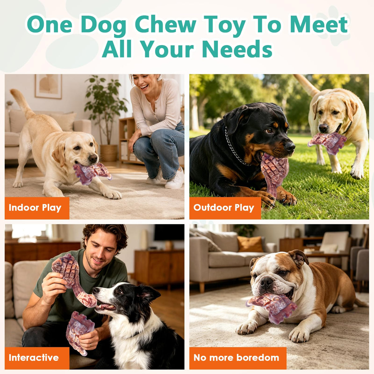 Tough Dog Chew Toys, 2 Pack Hard Nylon Bone T4189