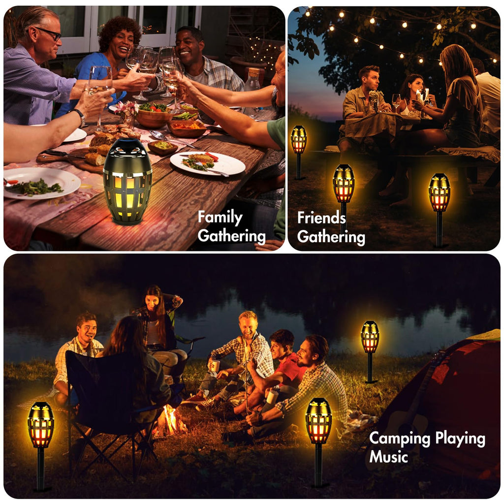 2 Pack Outdoor Bluetooth Flame Speakers with Stakes D966216