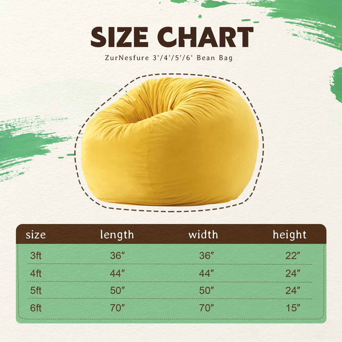 Yellow Memory Foam Bean Bag Chairs L65649