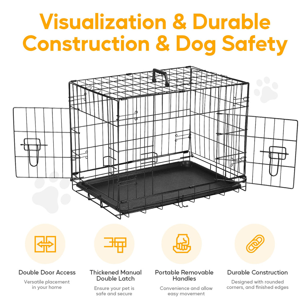 48 Inch Double Door Folding Metal Dog Crate with Divider L4559