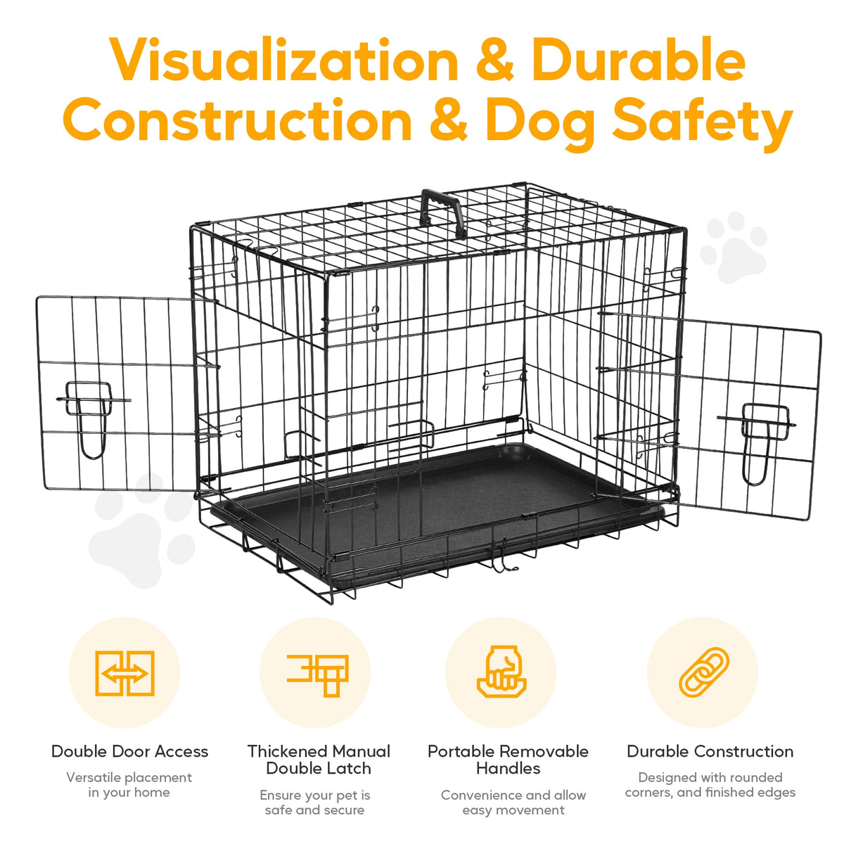 48 Inch Double Door Folding Metal Dog Crate with Divider L4559