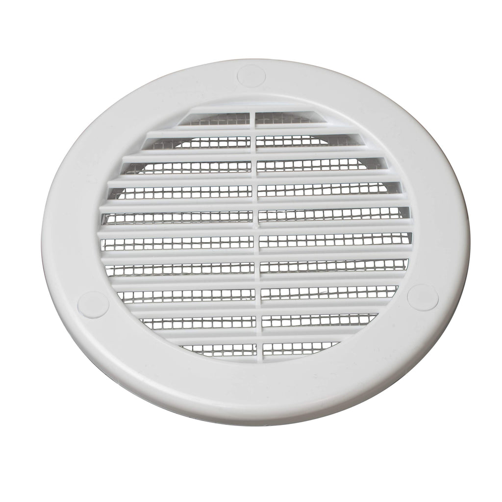 4" White Plastic Round Vent Cover with Mesh E917870
