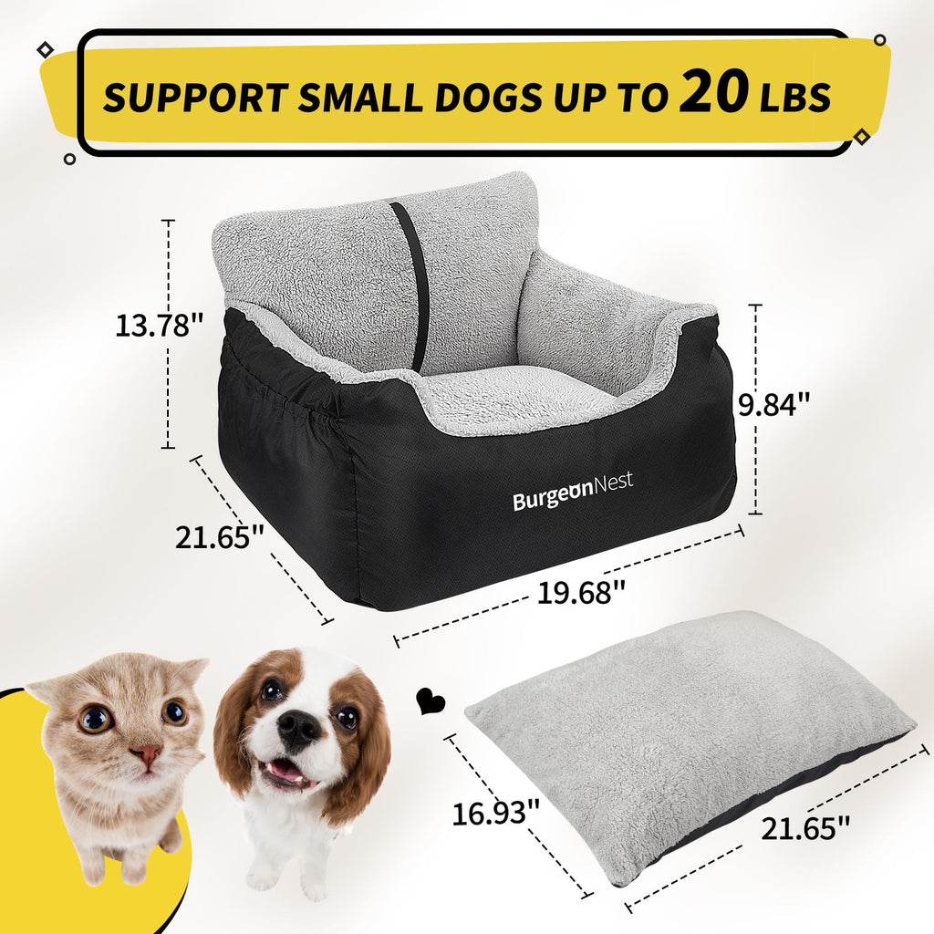 Dog Car Seat for Small Dogs & Cats Under 25 lbs, Black R536