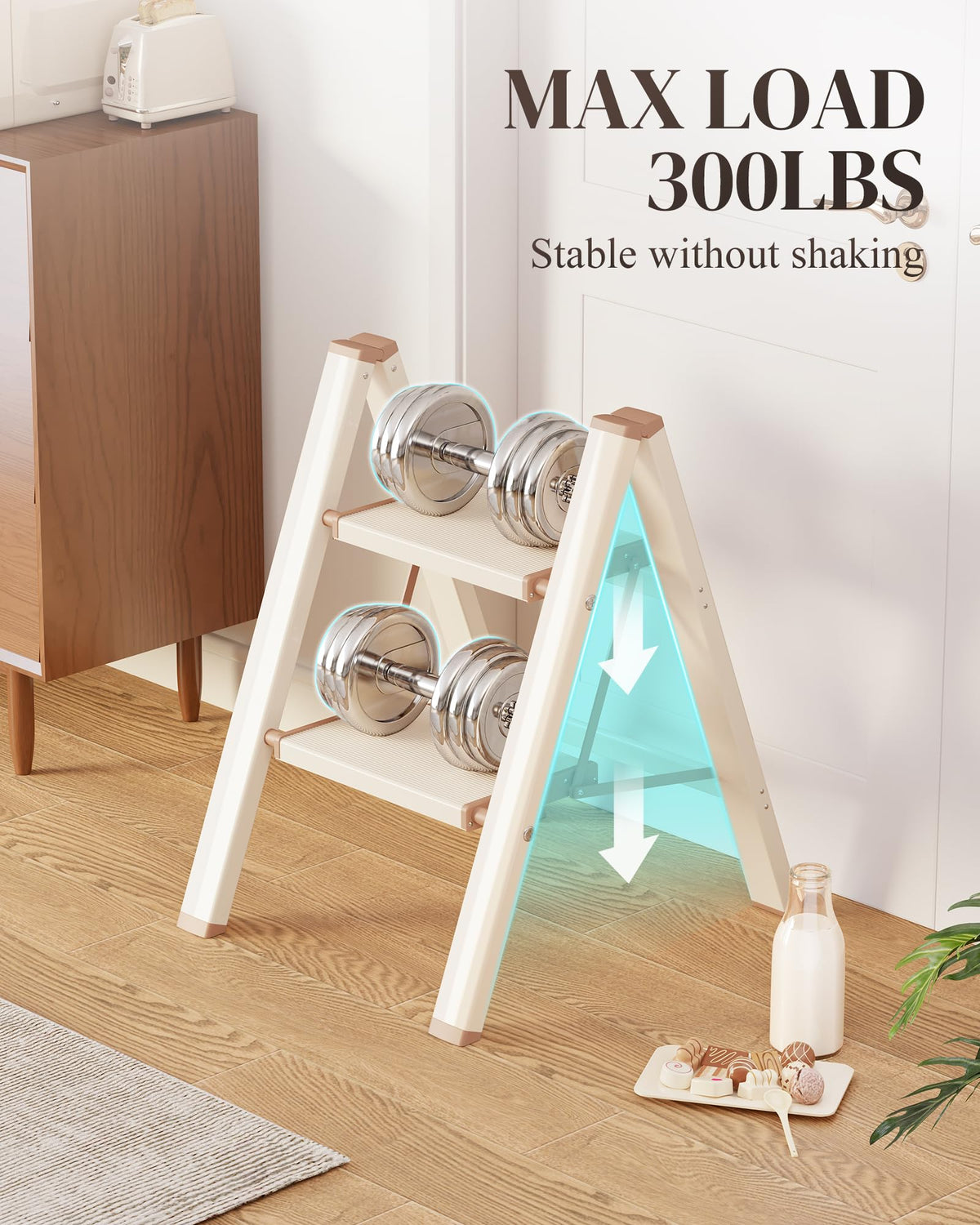 Foldable Aluminum 2 Step Ladder I806224