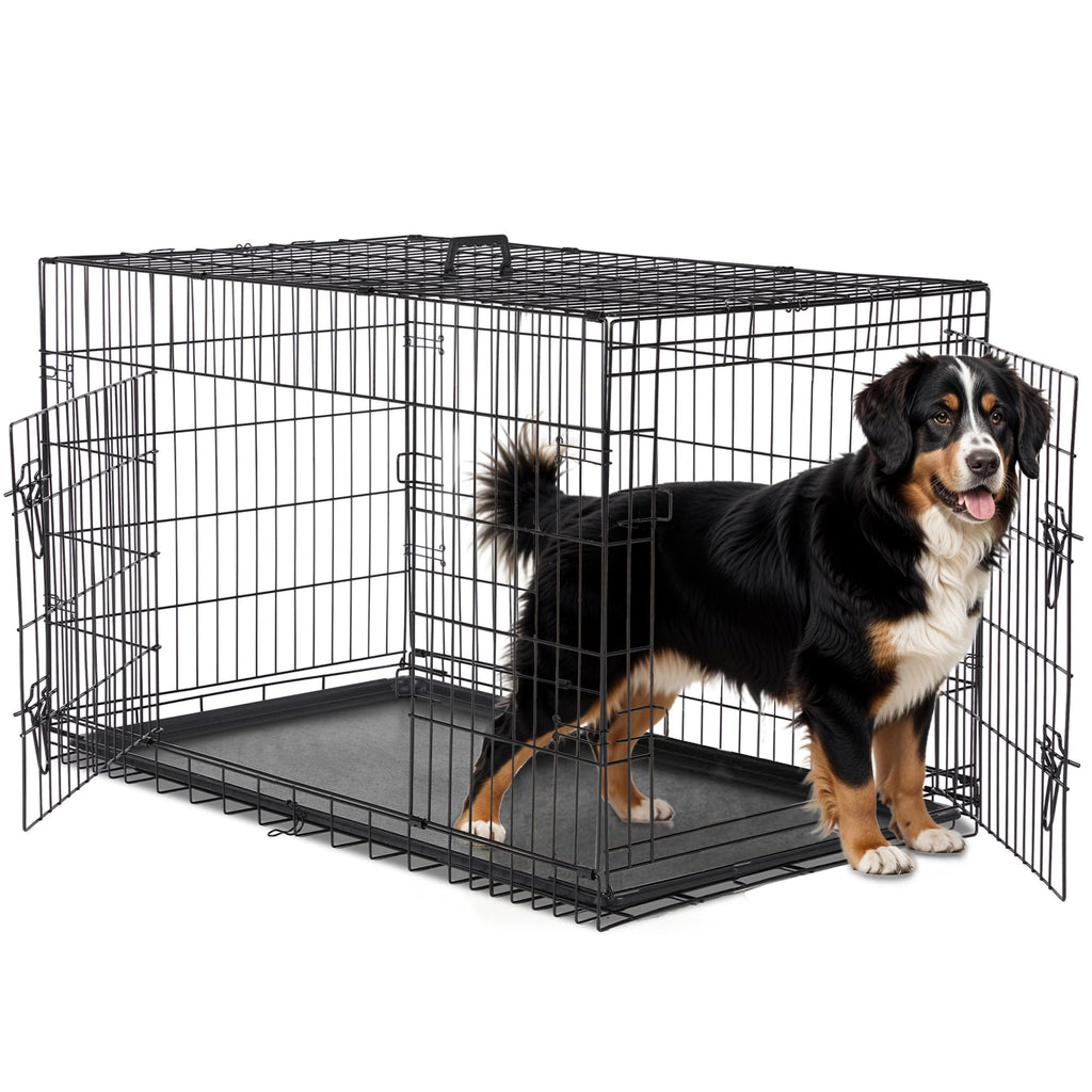 48 Inch Double Door Folding Metal Dog Crate with Divider L4559