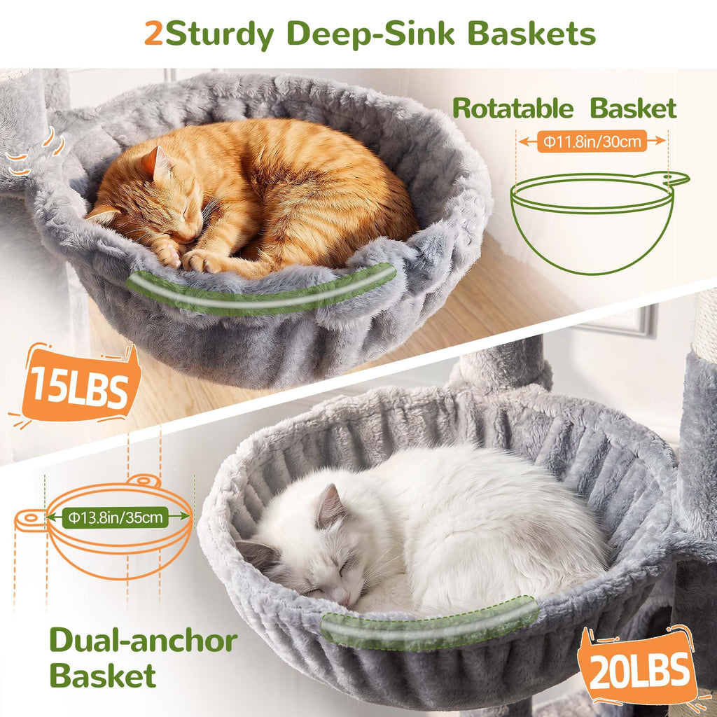 70 inch Light Grey Cat Tree Condos S76697