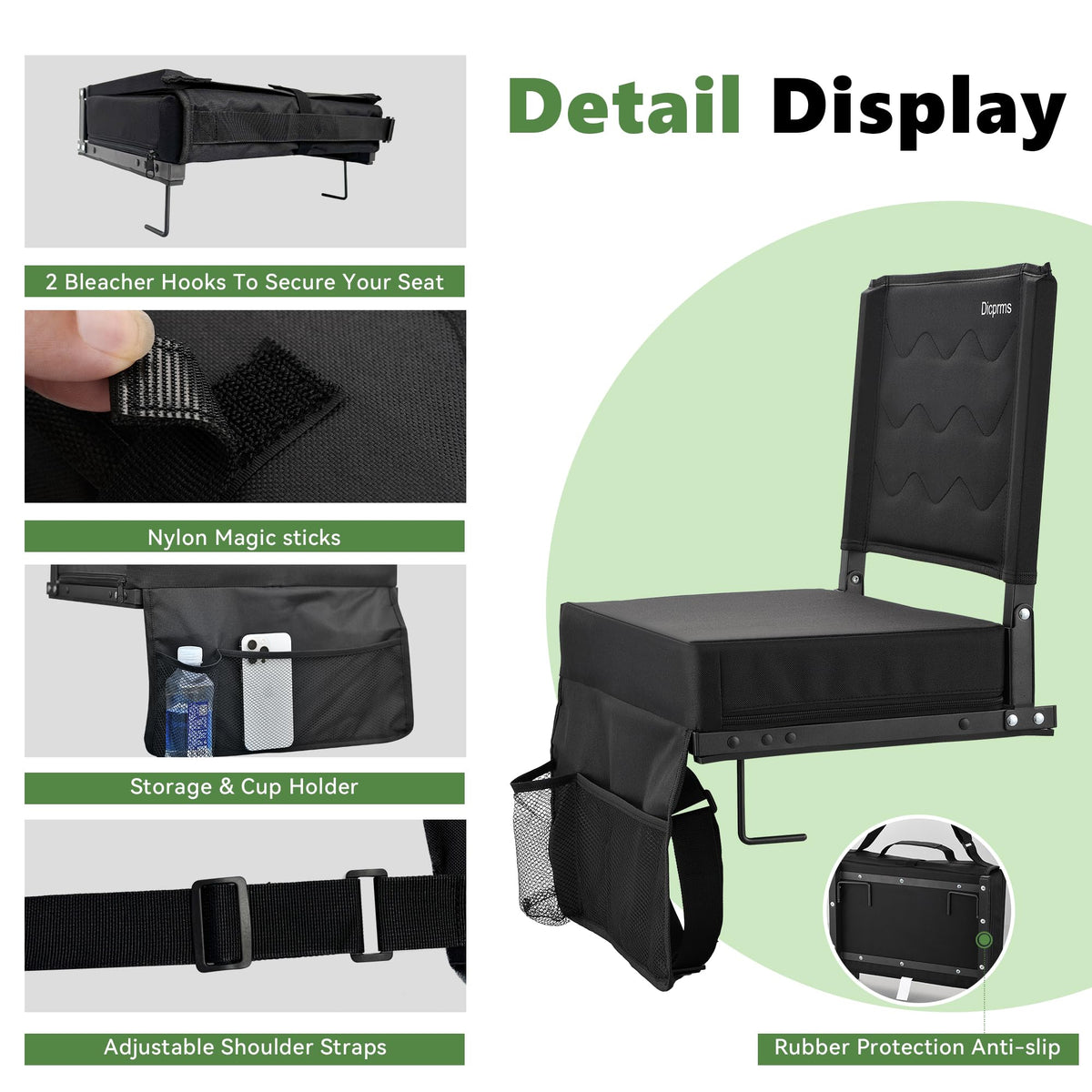 Blue Padded Folding Stadium Seats with Back Support L973773