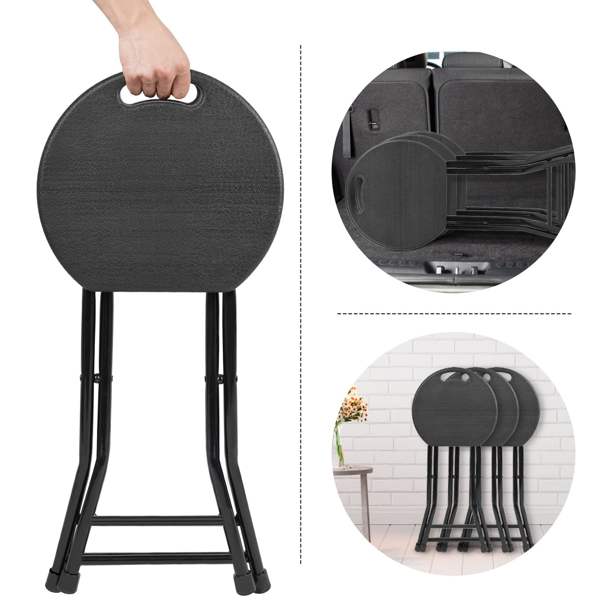 Folding Stool with Handle and Non-Slip Feet Z220561