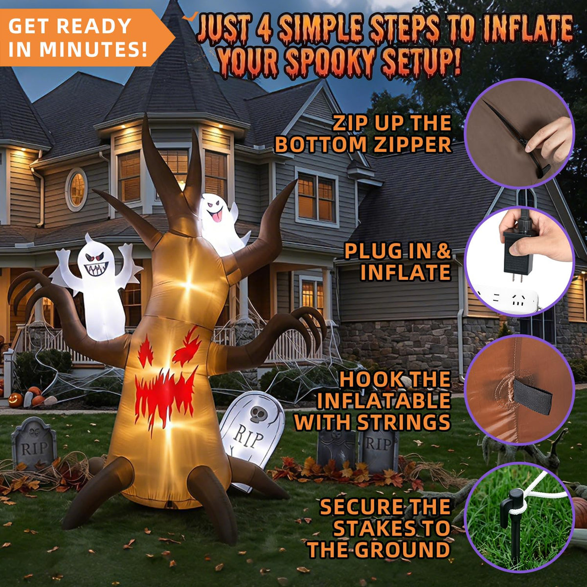 8FT Halloween Inflatable Tree Yard Decor B70967