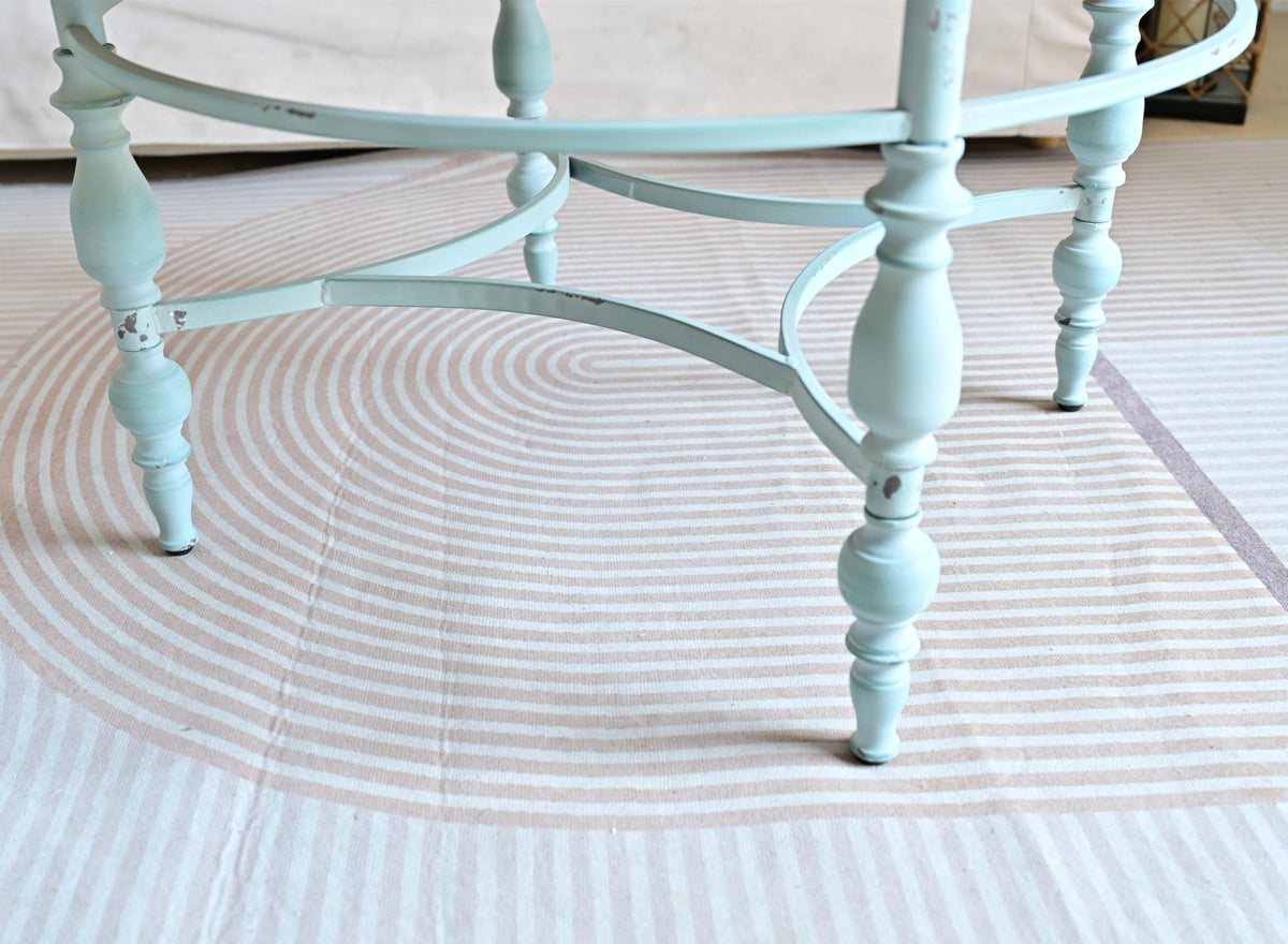 Round Solid Wood Coffee Table with Iron Legs I268302