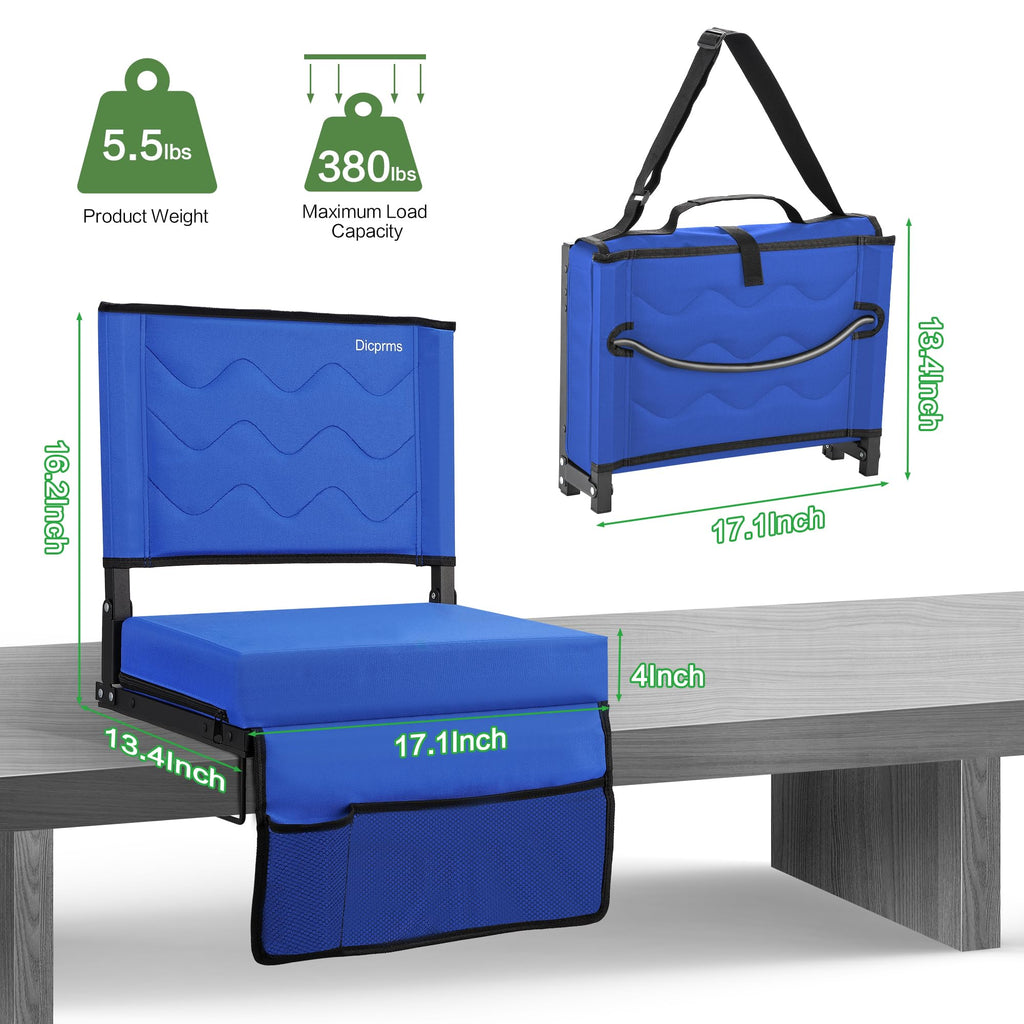Blue Padded Folding Stadium Seats with Back Support L973773