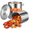 42 Quart Stainless Steel Stockpot with Strainer and Lid O60179