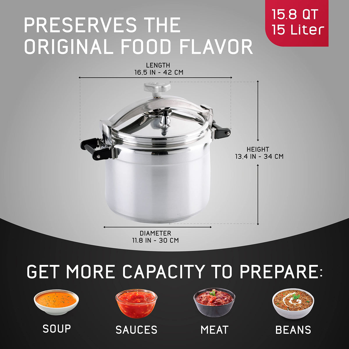 15.8-Quart Aluminum Pressure Cooker Y726
