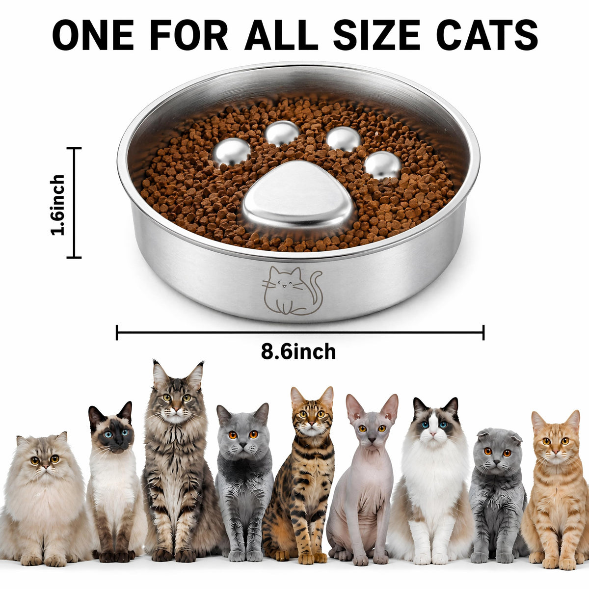 Stainless Steel Slow Feeder Cat Bowl X7220