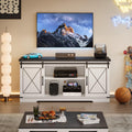 Farmhouse TV Stand with Sliding Barn Doors and Adjustable Shelves D842