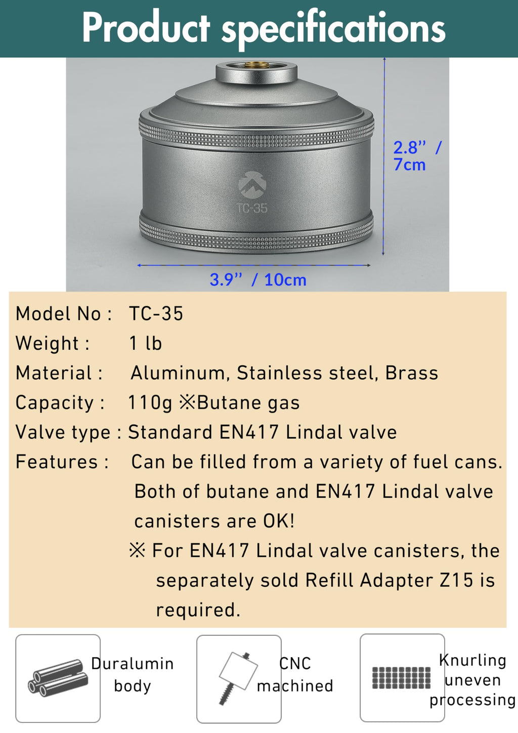Empty Refillable Gas Canister 110g R159