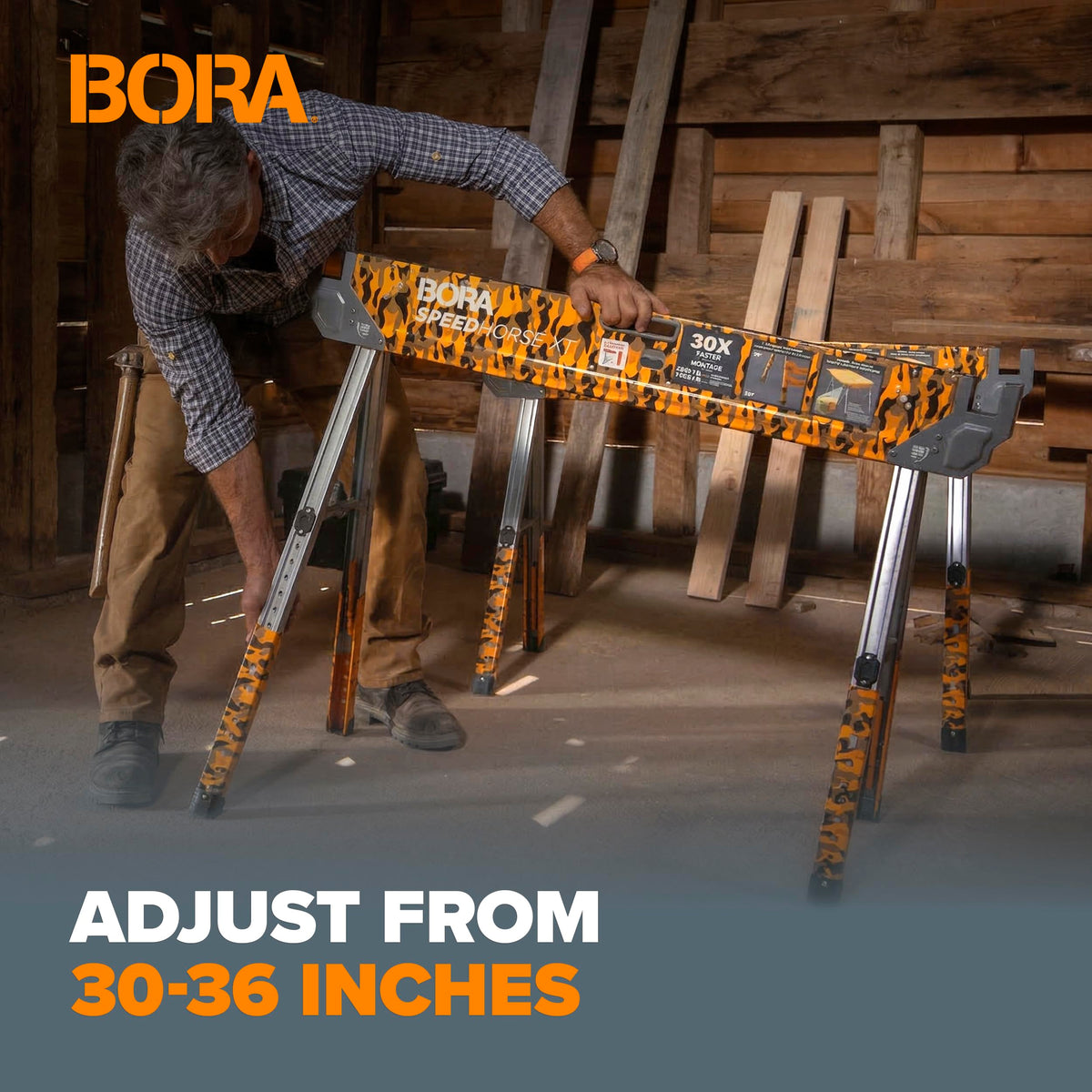Adjustable Height Folding Sawhorse 2 Pack B163